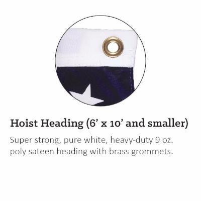 Heavy-duty brass grommets on flags up to 6' x 10'