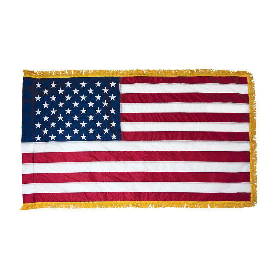 U.S. Nylon American Flags with Pole Hem & Fringe