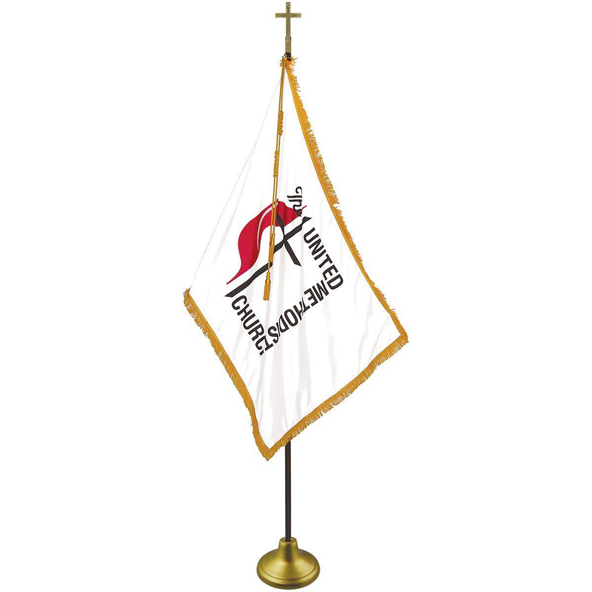 United Methodist Flags with Pole Hem & Fringe for indoor use