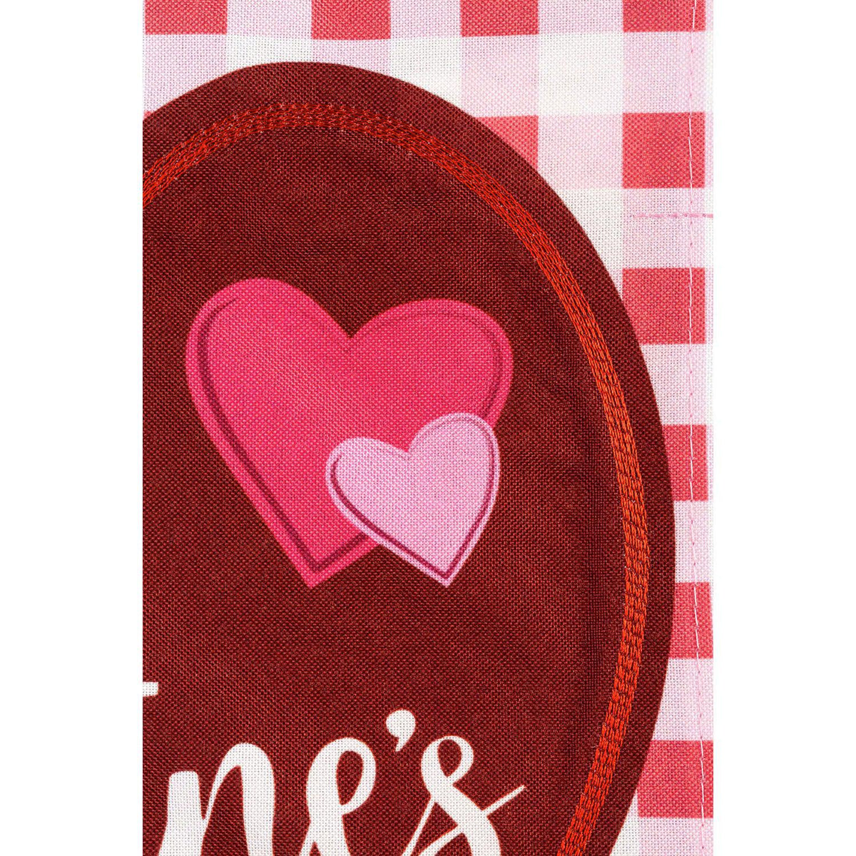 The Valentine Hearts and Checks house banner features pink and red hearts on a checked background and the words "Happy Valentine's Day". 