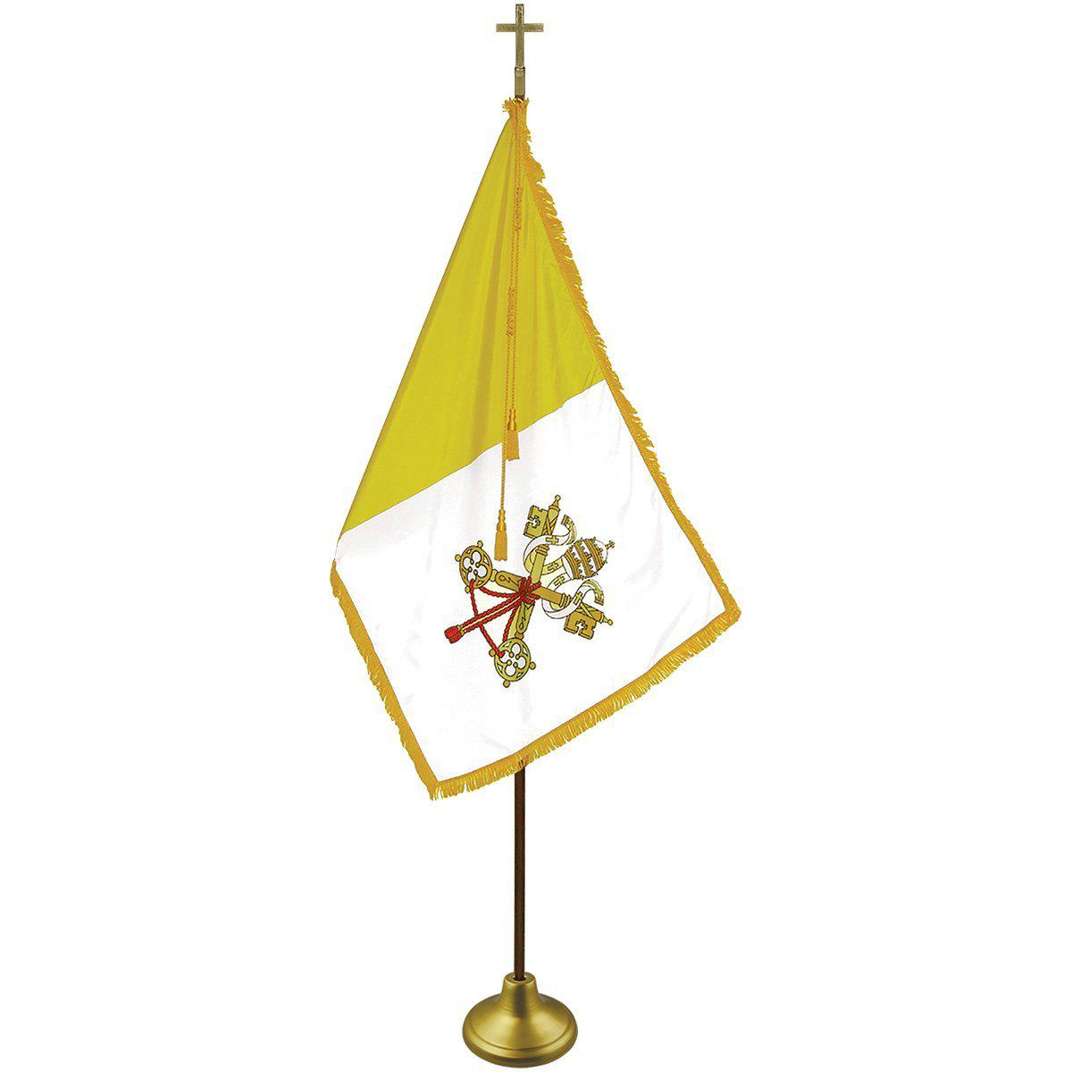 Vatican City (Papal) Flags with Pole Hem & Fringe for indoor use