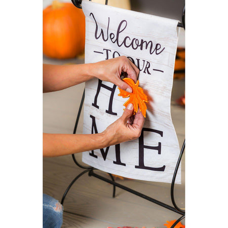 Welcome to Our Home Interchangeable Garden Flag with autumn leaf