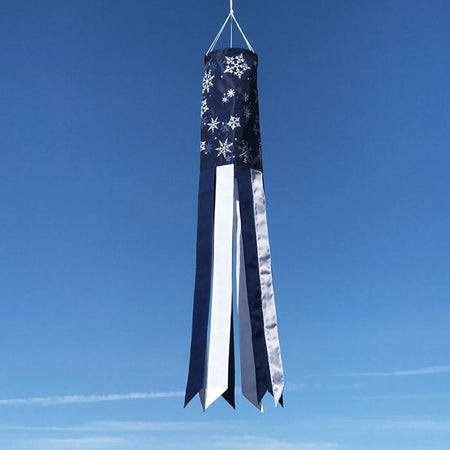 Winter Wonderland Windsock with snowflakes in blue and white