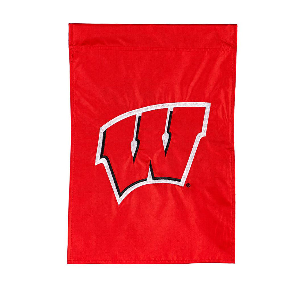 Wisconsin Badgers Logo Appliqué Garden Flag-Garden Flag-Fly Me Flag