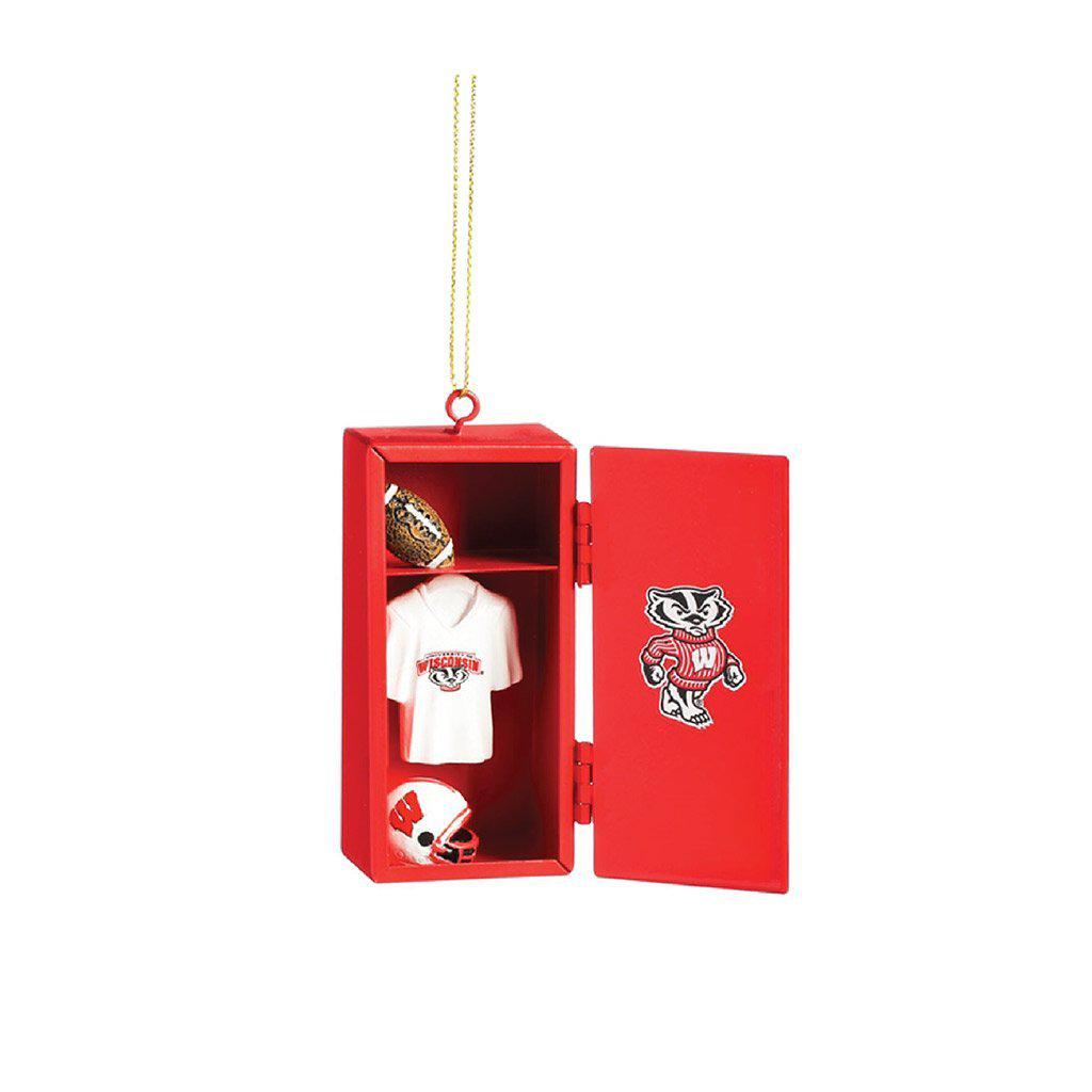 Wisconsin Badgers Team Locker Ornament, red, helmet, football, jersey