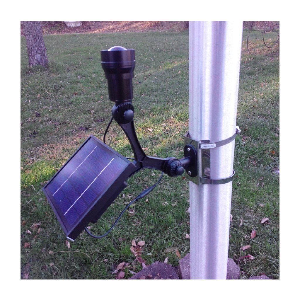 Our Commercial Grade Flagpole Mounted Solar Light is recommended for flagpoles up to 35' in height.