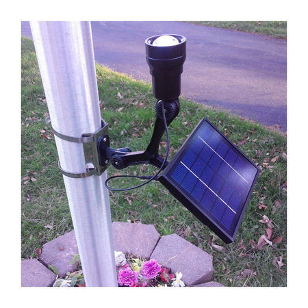Our Commercial Grade Flagpole Mounted Solar Light is recommended for flagpoles up to 35' in height.